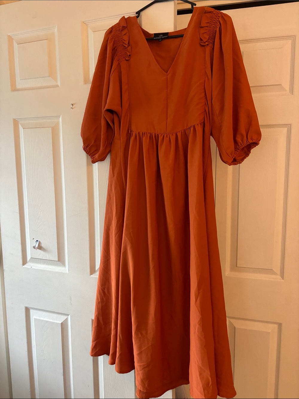 Nursing Queen Rust Orange Maxi Dress